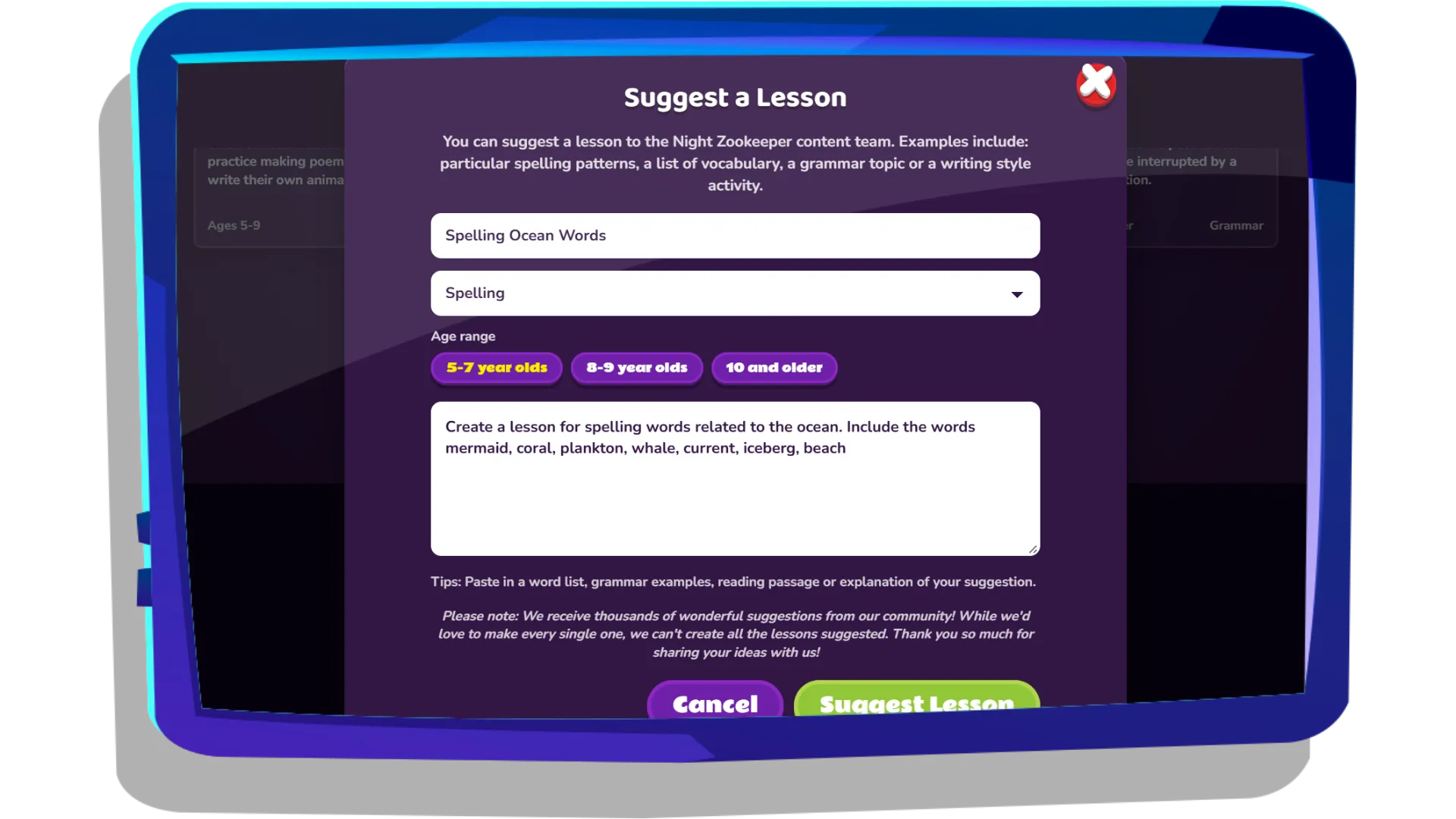Suggest Lessons
